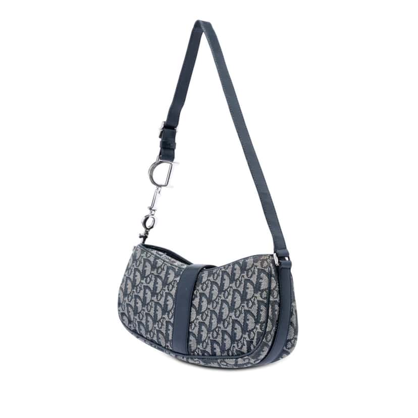 Dior Diorissimo Trotter Canvas Shoulder Bag Blue Very good condition - Back View