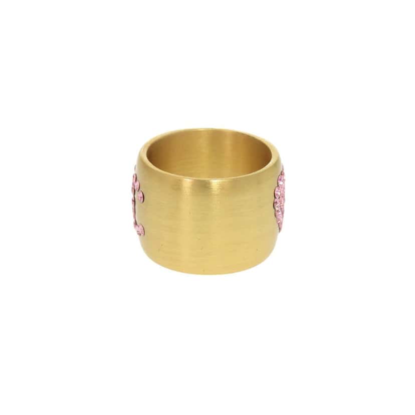 Chanel CC Gold Plated Crystals Heart Ring Gold Metal Very good condition - Inside View