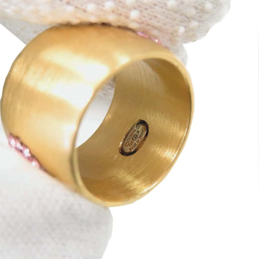 Chanel CC Gold Plated Crystals Heart Ring Gold Metal Very good condition - Model View