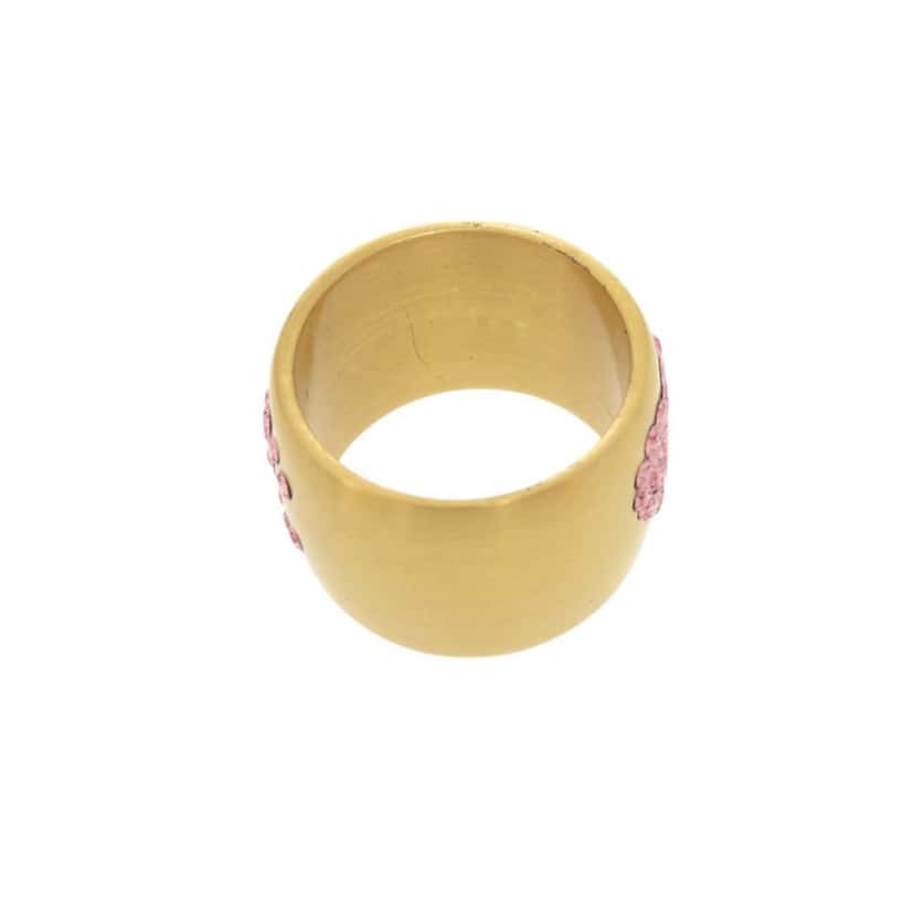 Chanel CC Gold Plated Crystals Heart Ring Gold Metal Very good condition - Box View