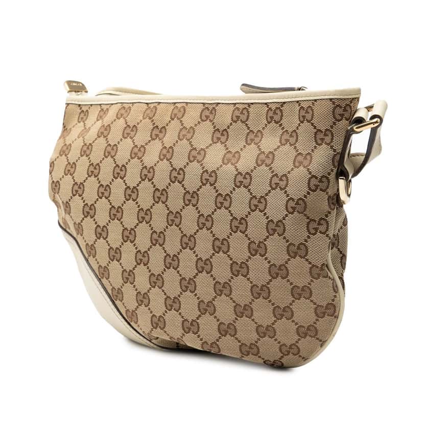 Gucci Medium GG Canvas New Britt Half Moon Crossbody Beige Very good condition - Back View