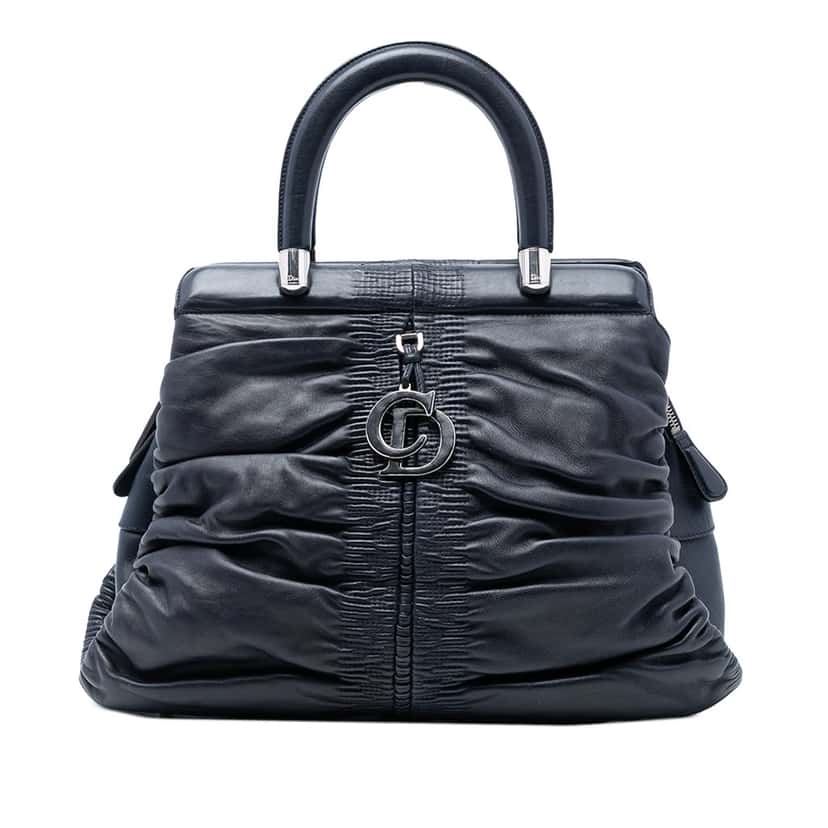 Dior Small Lambskin Karenina Frame Bag Blue Leather Very good condition - Front View