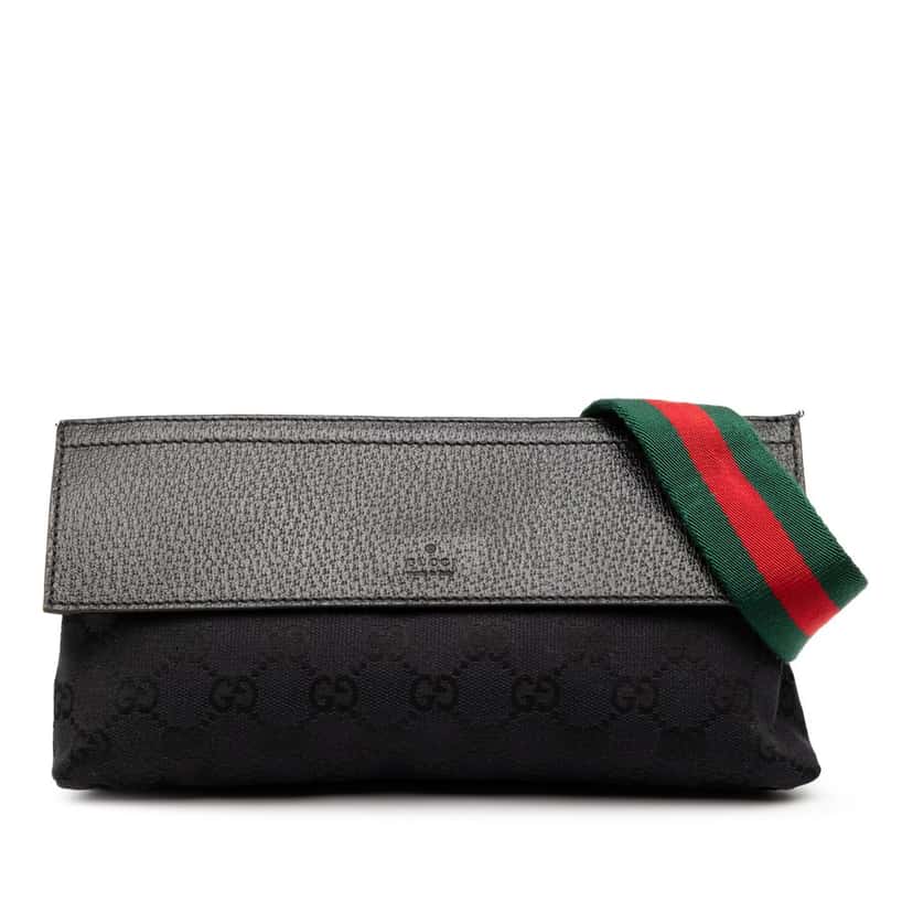 Gucci GG Canvas Web Crossbody Black Very good condition - Front View