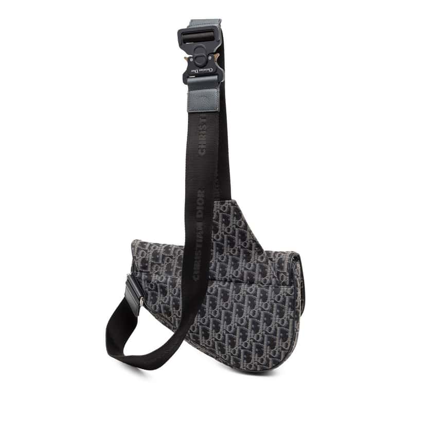 Dior Oblique Canvas Saddle Crossbody Black Very good condition - Back View