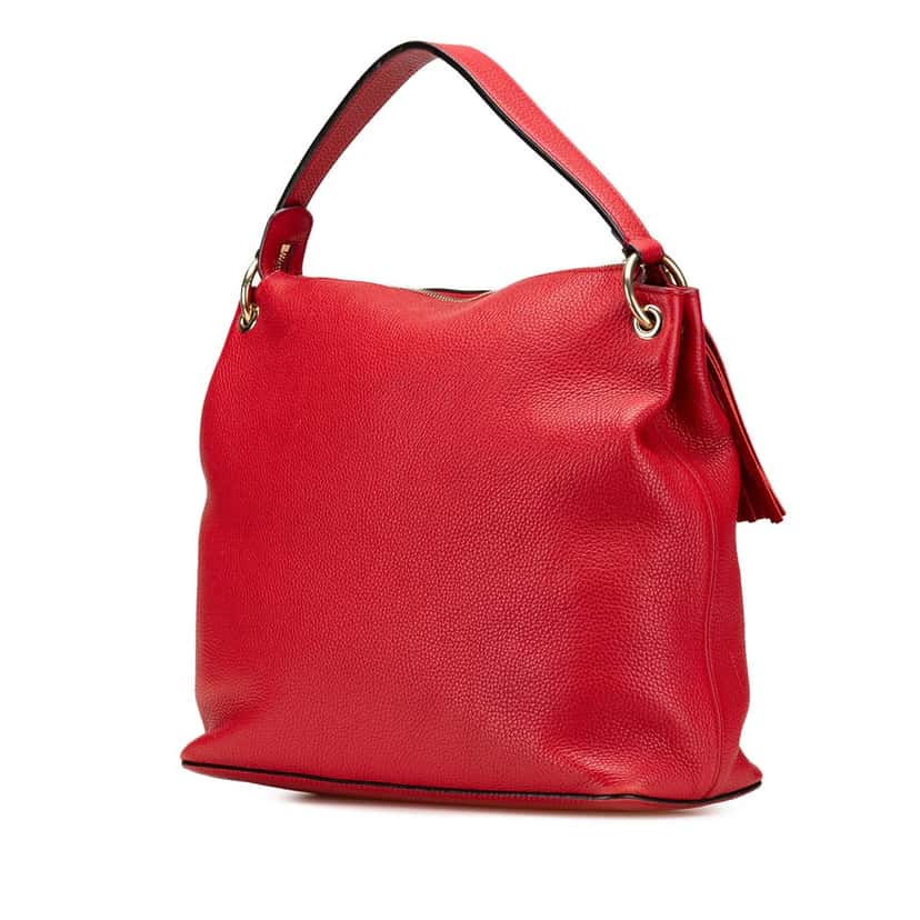 Gucci Large Pebbled Calfskin Soho Convertible Hobo Red Leather Very good condition - Back View