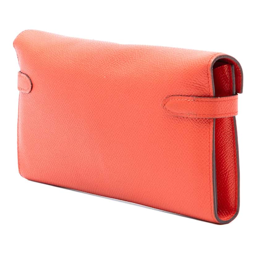 Hermès Epsom Kelly Longue Wallet Orange Leather Very good condition - Back View