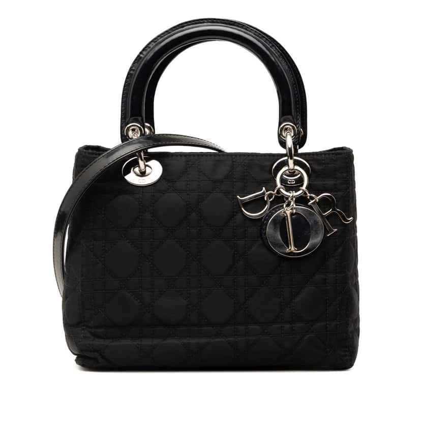 Dior Medium Nylon Cannage Lady Dior Black Very good condition - Front View