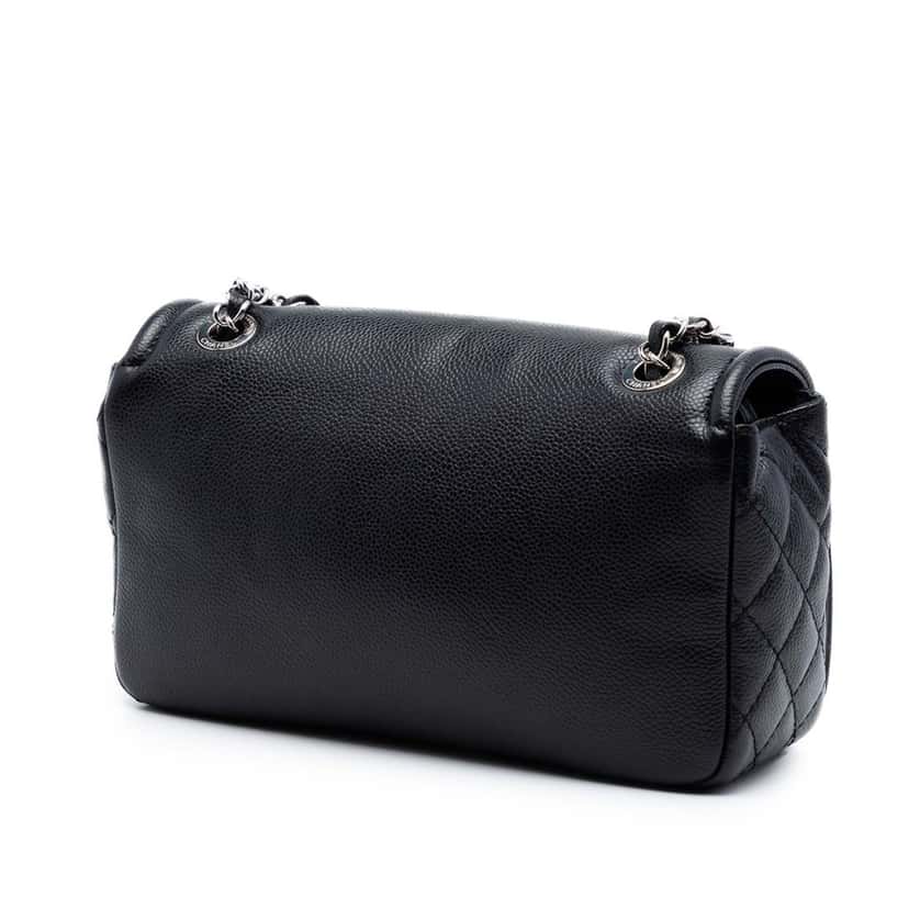 Chanel Medium Caviar CC Timeless Flap Black Leather Very good condition - Back View