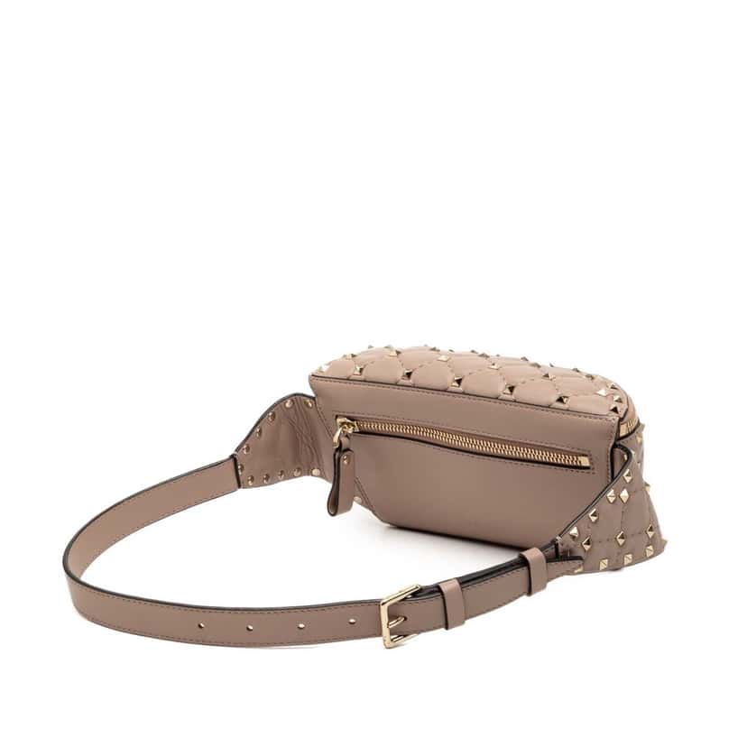 Valentino Nappa Rockstud Spike Belt Bag Brown Leather Very good condition - Back View