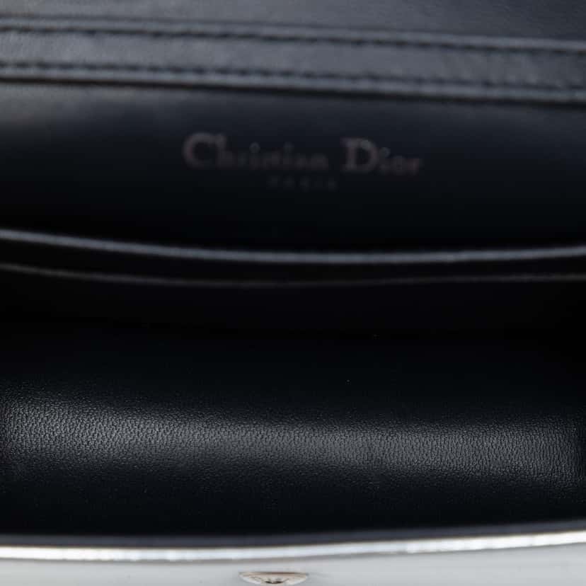 Dior Baby Metallic Patent Microcannage Diorama Flap Silver Leather Very good condition - Model View