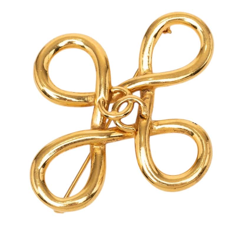 Chanel CC Gold Plated Infinity Brooch Gold Metal Very good condition - Front View