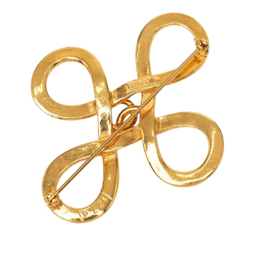 Chanel CC Gold Plated Infinity Brooch Gold Metal Very good condition - Back View