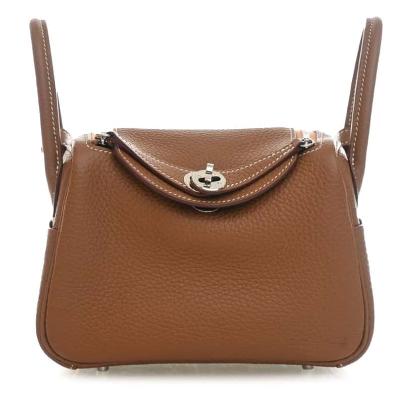 Hermès Mini Clemence Lindy 20 Brown Leather Very good condition - Front View