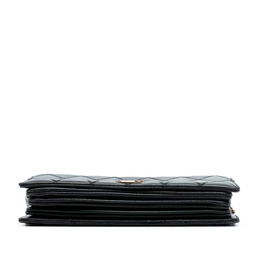 Saint Laurent Diamond Quilted Lambskin Angie Chain Bag Black Leather Very good condition - Inside View
