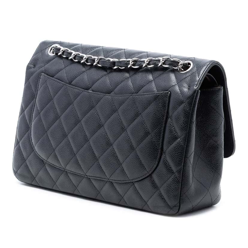 Chanel Jumbo Classic Caviar Double Flap Black Leather Very good condition - Back View