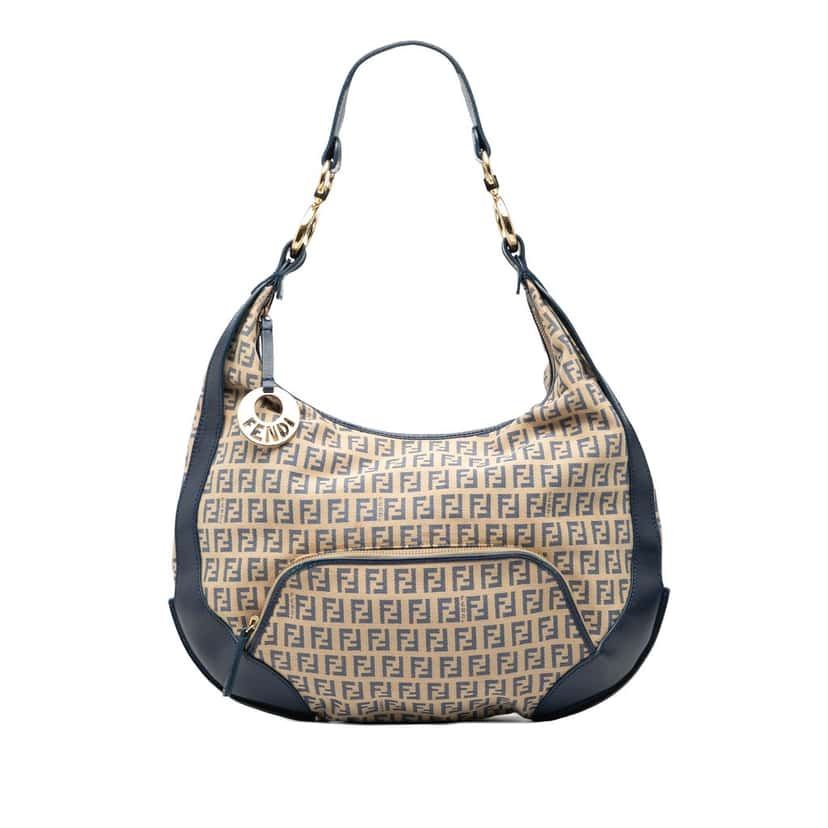 Fendi Zucchino Canvas Chef Pocket Hobo Beige Very good condition - Front View