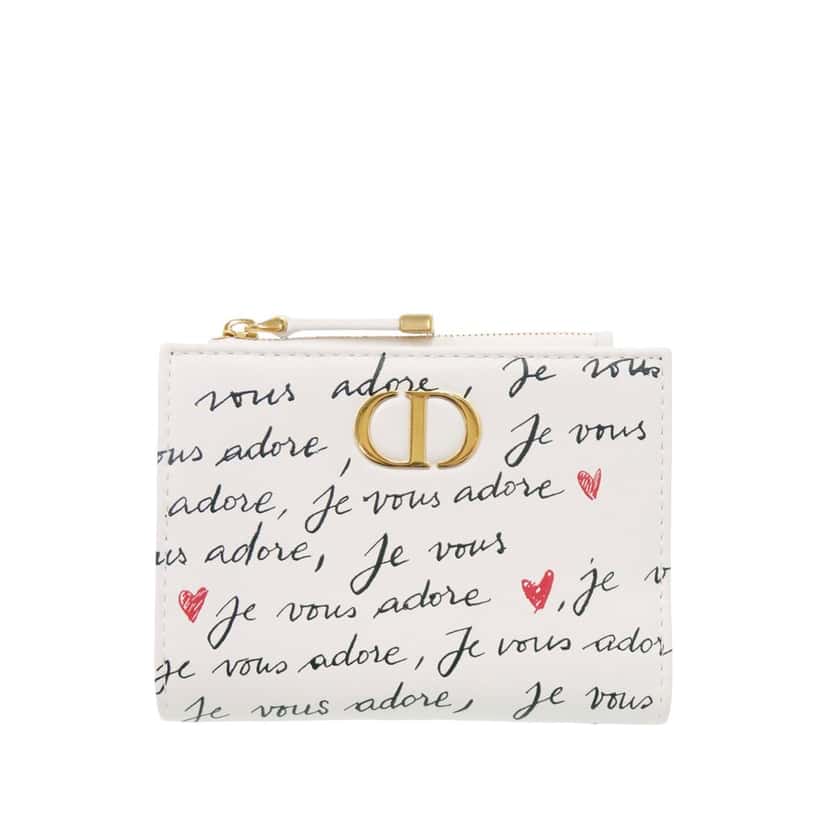 Dior Leather Je Vous Adore Heart Caro Dahlia Wallet White Leather Very good condition - Front View