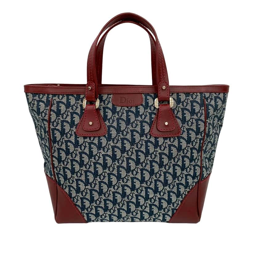 Dior Diorissimo Trotter Canvas Zip Tote Blue Very good condition - Front View