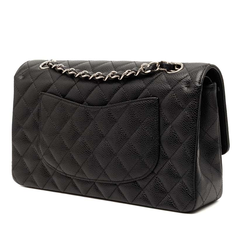 Chanel Medium Classic Caviar Double Flap Black Leather Very good condition - Back View