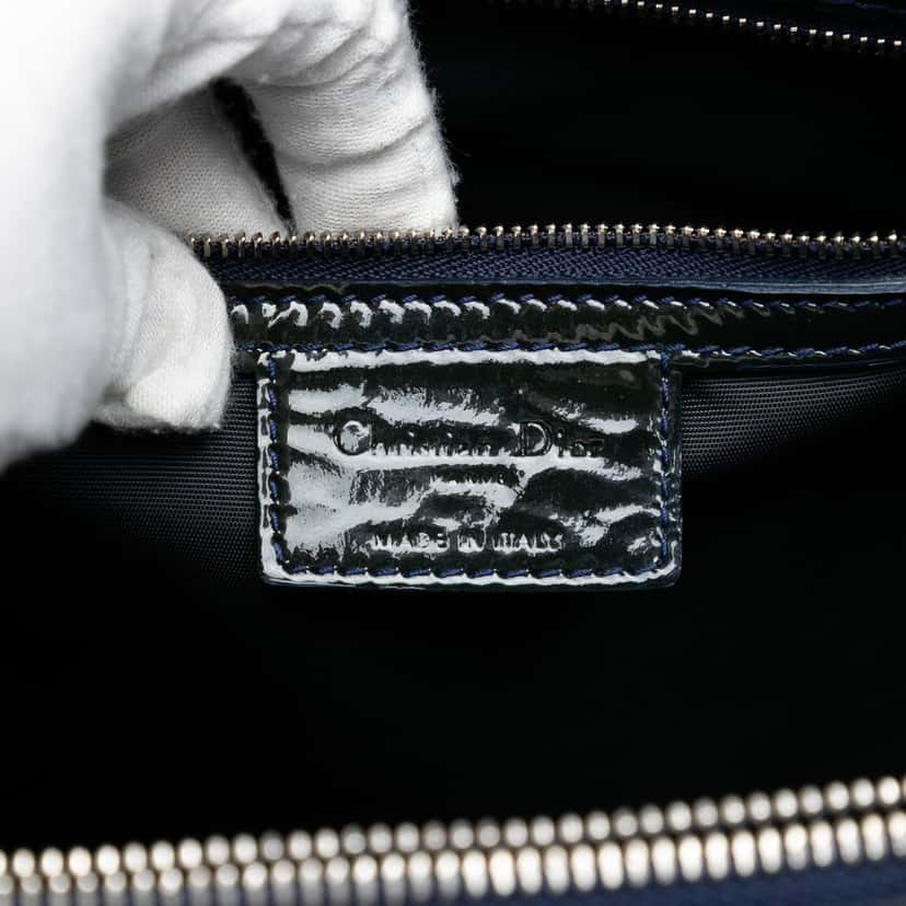 Dior Large Patent Cannage Lady Dior Soft Shopping Tote Blue Leather Very good condition - Box View