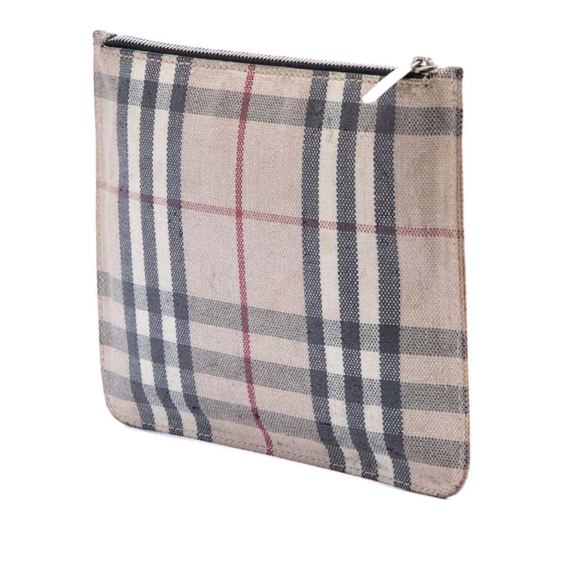 Burberry House Check Canvas Pouch Beige Very good condition - Back View