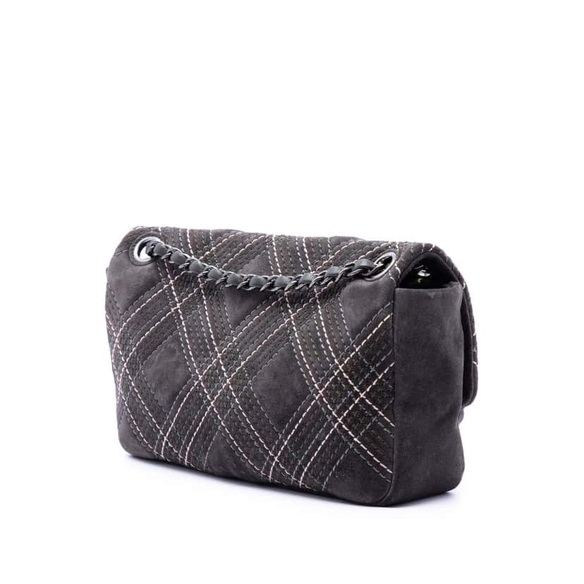 Chanel Paris Edinburgh Medium Stitched Suede Saltire Single Flap Other Leather Very good condition - Back View