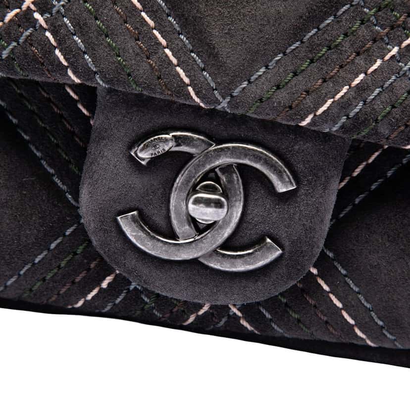 Chanel Paris Edinburgh Medium Stitched Suede Saltire Single Flap Other Leather Very good condition - Box View