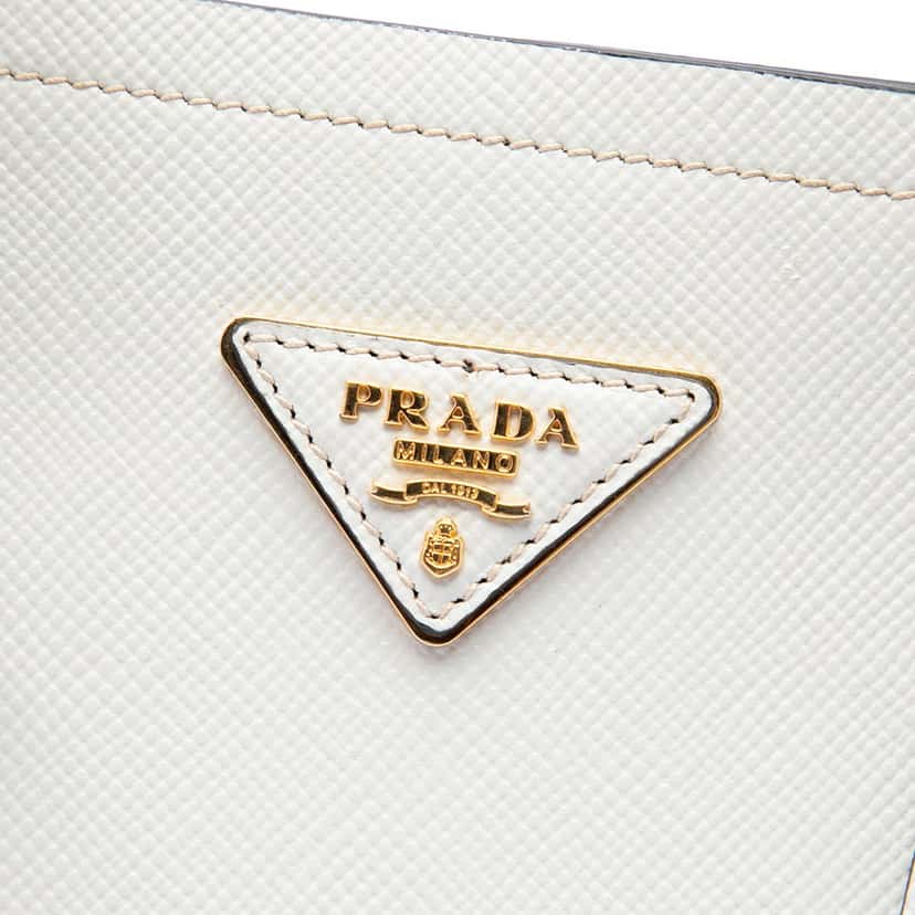 Prada Medium Saffiano Cuir Double Satchel White Leather Very good condition - Box View