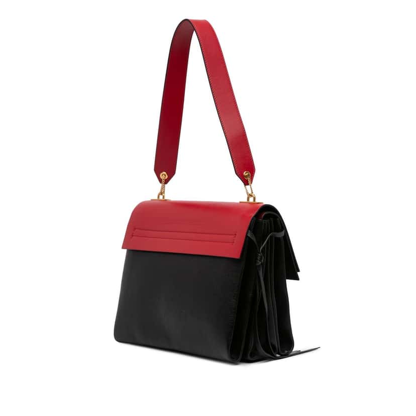 Valentino Medium Colorblock Calfskin Vring Shoulder Bag Black Leather Very good condition - Back View