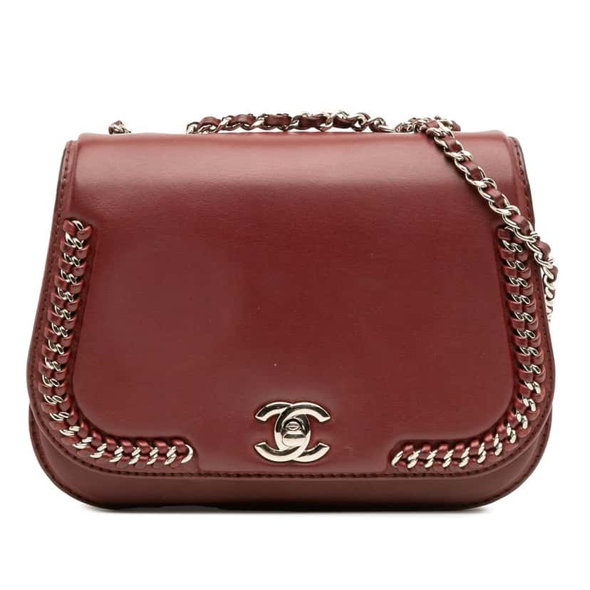 Chanel Small Calfskin Braided Chic Flap Red Leather Very good condition - Front View