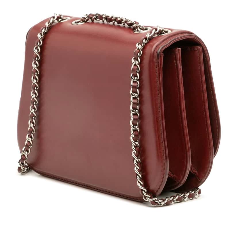 Chanel Small Calfskin Braided Chic Flap Red Leather Very good condition - Back View