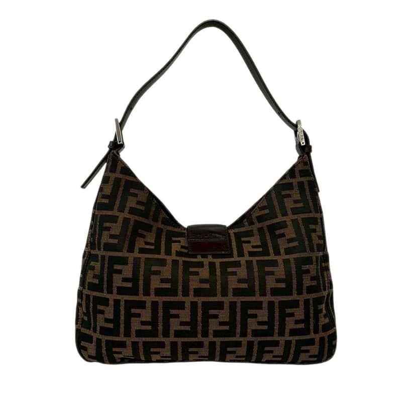Fendi Zucca Canvas Shoulder Bag Brown Very good condition - Back View