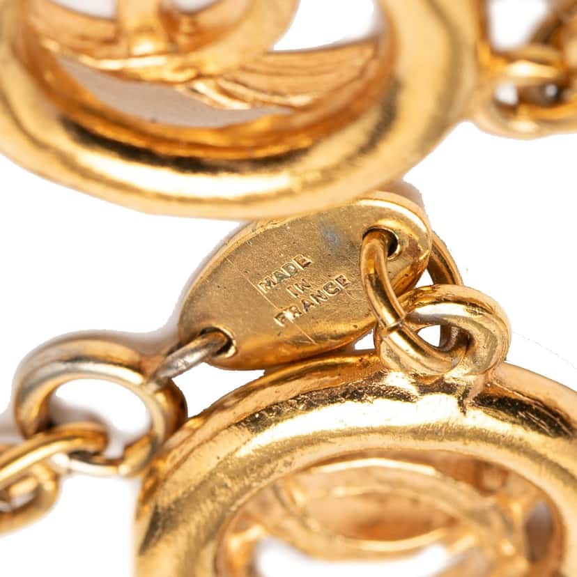 Chanel CC Gold Plated Openwork Circle Charms Link Bracelet Gold Metal Very good condition - Box View