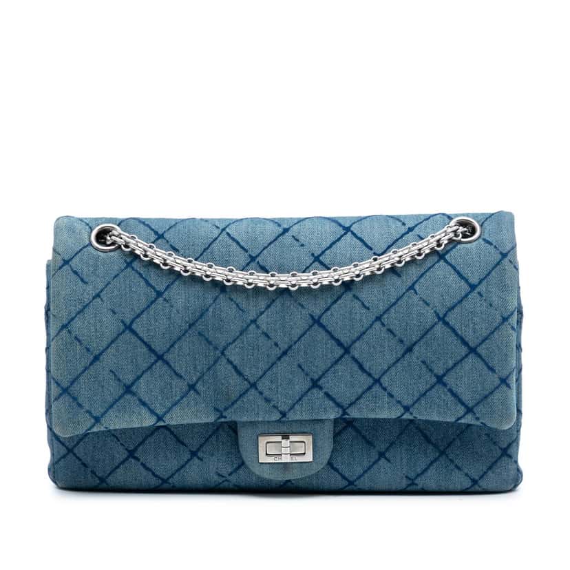 Chanel Quilted Denim Reissue 2.55 Double Flap 226 Blue Very good condition - Front View