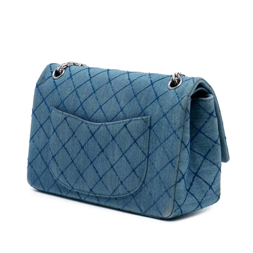 Chanel Quilted Denim Reissue 2.55 Double Flap 226 Blue Very good condition - Back View