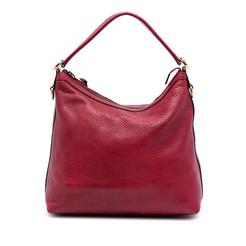 Gucci Small Grained Calfskin Miss GG Satchel Red Leather Very good condition - Front View