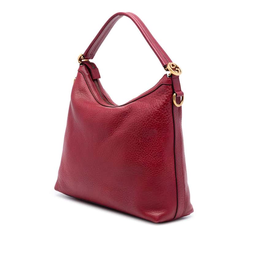 Gucci Small Grained Calfskin Miss GG Satchel Red Leather Very good condition - Back View