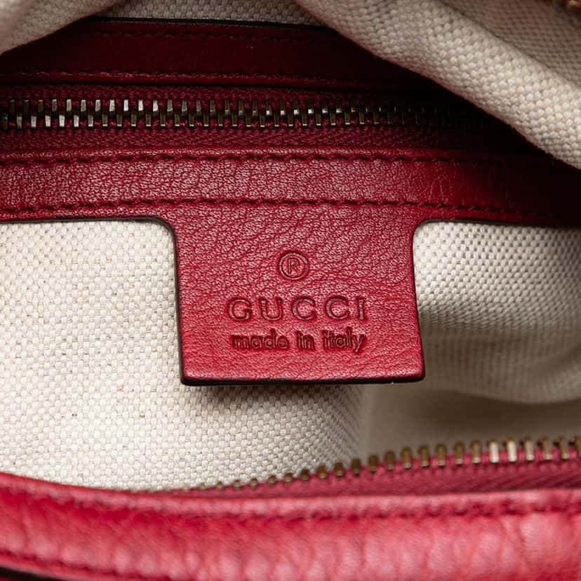 Gucci Small Grained Calfskin Miss GG Satchel Red Leather Very good condition - Box View