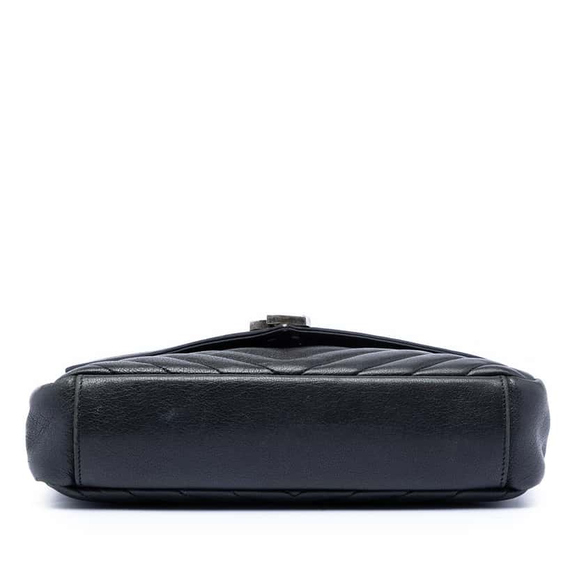 Saint Laurent Medium Chevron Sheepskin Monogram College Satchel Black Leather Very good condition - Inside View