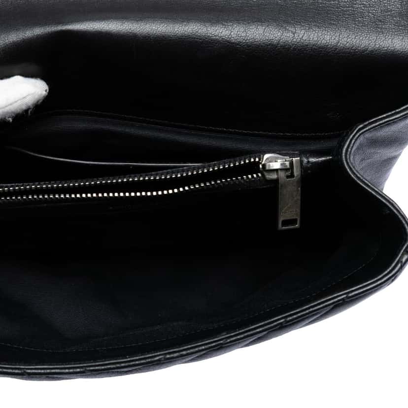 Saint Laurent Medium Chevron Sheepskin Monogram College Satchel Black Leather Very good condition - Model View