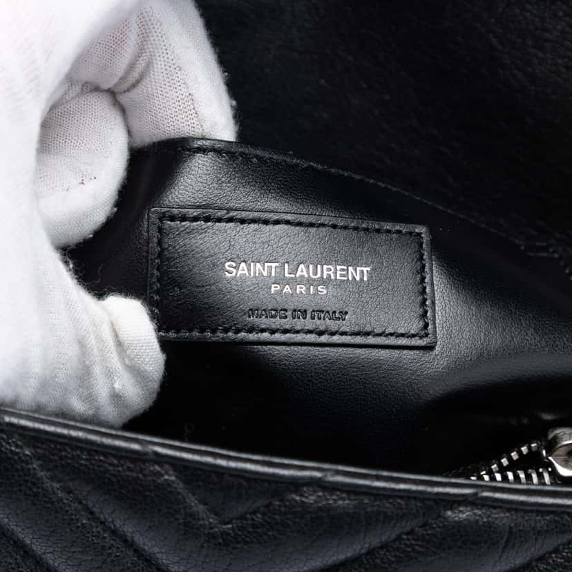 Saint Laurent Medium Chevron Sheepskin Monogram College Satchel Black Leather Very good condition - Box View