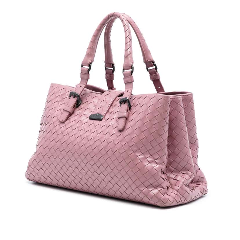 Bottega Veneta Small Nappa Intrecciato Roma Satchel Pink Leather Very good condition - Back View