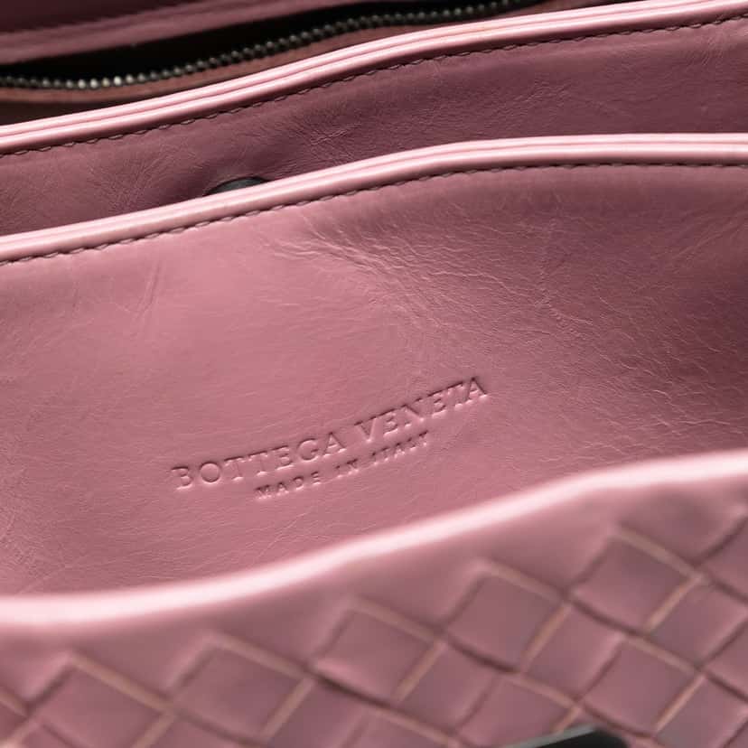 Bottega Veneta Small Nappa Intrecciato Roma Satchel Pink Leather Very good condition - Box View