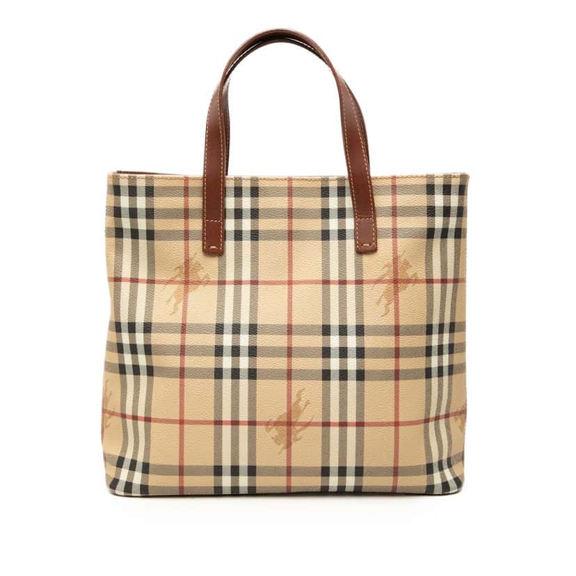 Burberry Haymarket Check Coated Canvas Tote Beige Very good condition - Front View