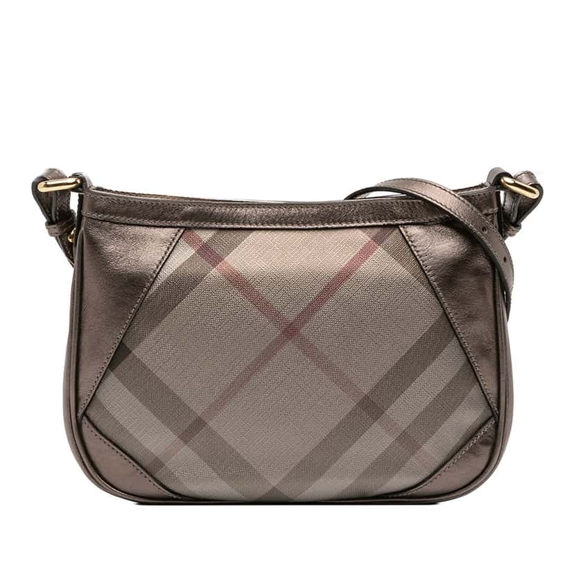 Burberry Supernova Check Canvas and Metallic Leather Crossbody Brown Very good condition - Front View