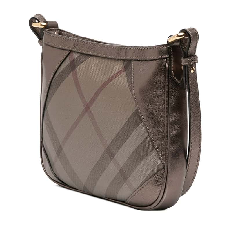 Burberry Supernova Check Canvas and Metallic Leather Crossbody Brown Very good condition - Back View