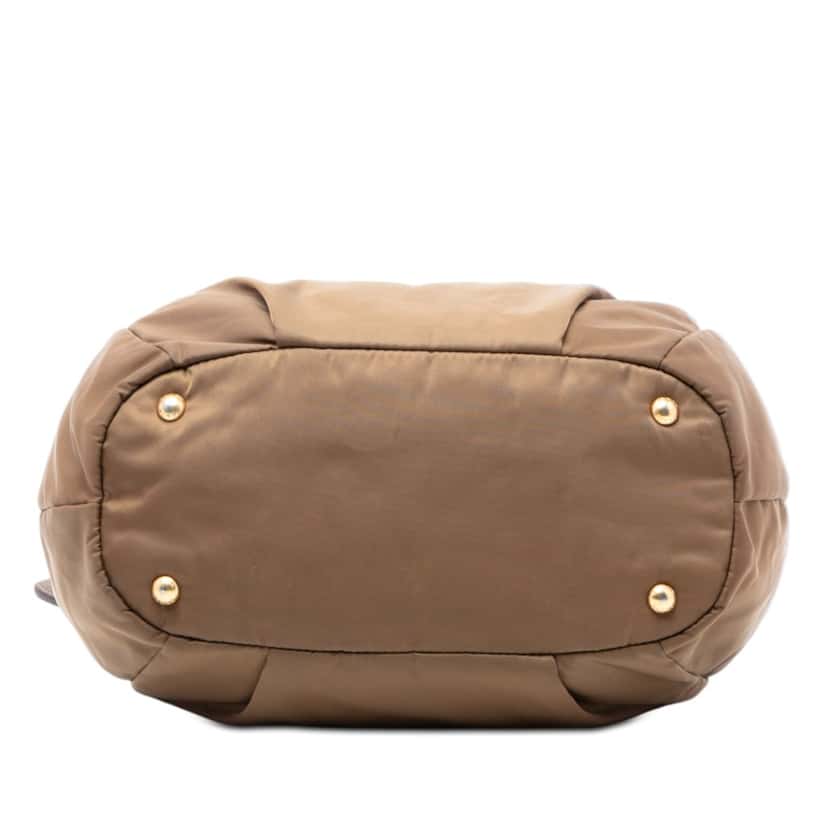 Prada Vitello Daino Trimmed Tessuto Satchel Brown Very good condition - Inside View