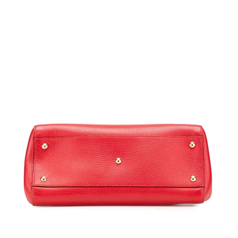 Gucci Calfskin Swing Top Handle Satchel Red Leather Very good condition - Inside View