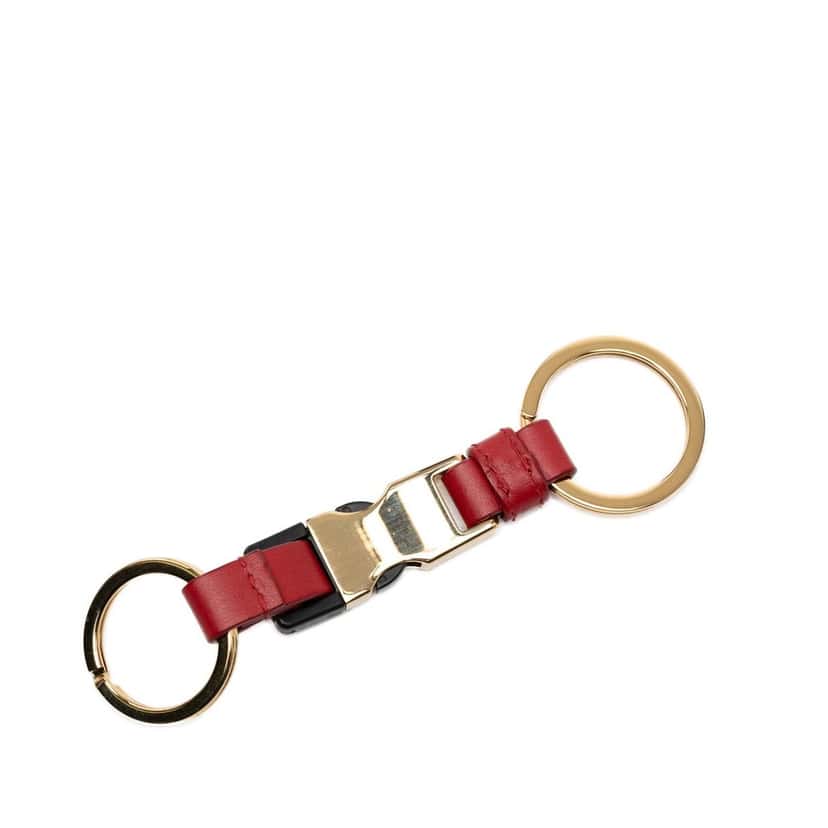 Prada City Calf Leather Tuc Key Ring Red Leather Very good condition - Back View