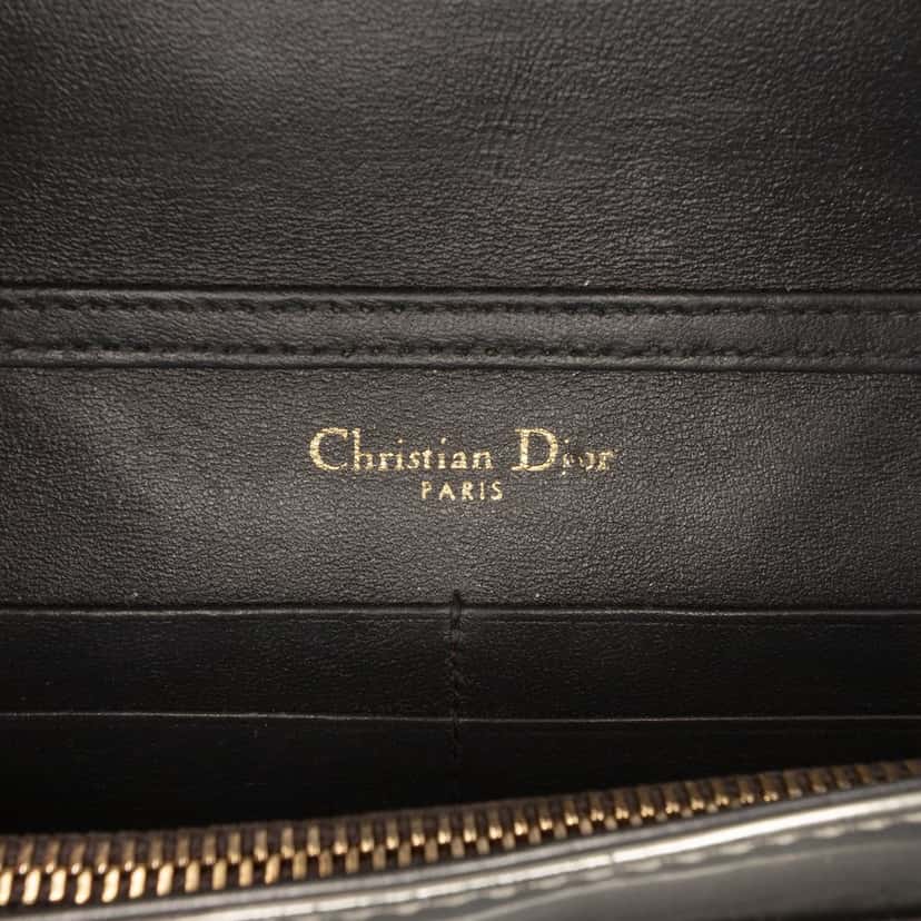 Dior Metallic Patent Microcannage Diorama Wallet on Chain Silver Leather Very good condition - Box View